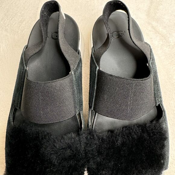 UGG Silverlake Sandals Sheepskin Black Logo Chunky Platform 7.5 - Picture 3 of 11